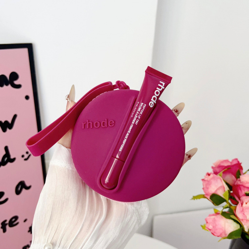 Makup bag Rhode lápiz labial esmalte de labios bolsa de cosméticos bolsa cuadrada bolsa de almacenamiento de silicona bolsa de cosméticos Haili