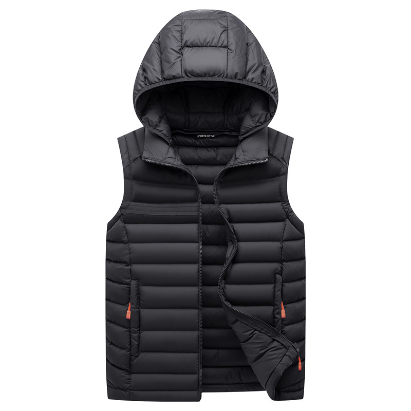 Chaleco transfronterizo para hombres 2023 Otoño e Invierno chaqueta casual con capucha Chaleco de hombre Chaqueta de algodón acolchado abrigo de algodón acolchado cálido al por mayor