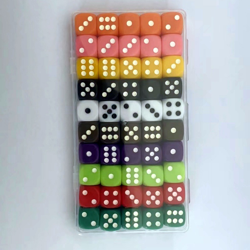 In-stock 16mm solid color acrylic dice, game pieces accessories, dice and tokens wholesale plastic dice