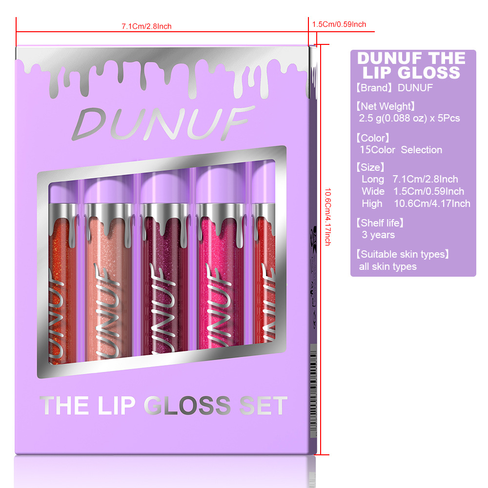 Check out DUNUF 5-tube Moisturizing, hydrating, glossy and easy-to-color lip gloss! Link Disclaimer - Foreign Trade Specification drawing