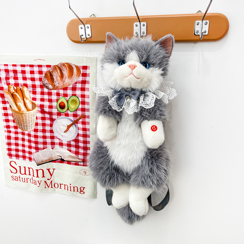 Cute muñeco gato mochila juguetes de peluche portátiles para salir mascota mochila regalo de cumpleaños para novia