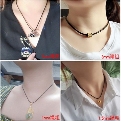 XD hebilla de acero inoxidable cera collar cuerda de cuero colgante de cristal Jade para hombres y mujeres