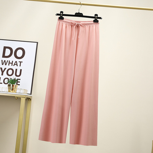  Spring and Summer Ice Silk Straight Leg Pants Loose Thin High-Waist Women's Wide Leg Pants Face Mask Pants Women Wholesale
