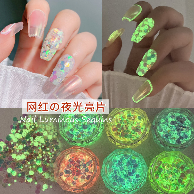 Ins Popular Flash Korean Large Sequin Manicure Luminous Mixed Colorful Glitter Nail Polish Glue Decoration Patch Ins Popular Flash Korean Large Sequin Manicure Luminous Mixed Colorful Glitter Nail Polish Glue Decoration Patch