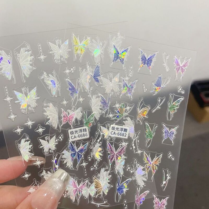 Shell Luster Butterfly Nail Stickers New Spring Dopamine Small Butterfly Super Fairy Colorful Butterfly Nail Stickers