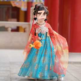 2025贝优可正品汉服女童春秋儿童中国风超仙古风敦煌连衣裙女孩唐