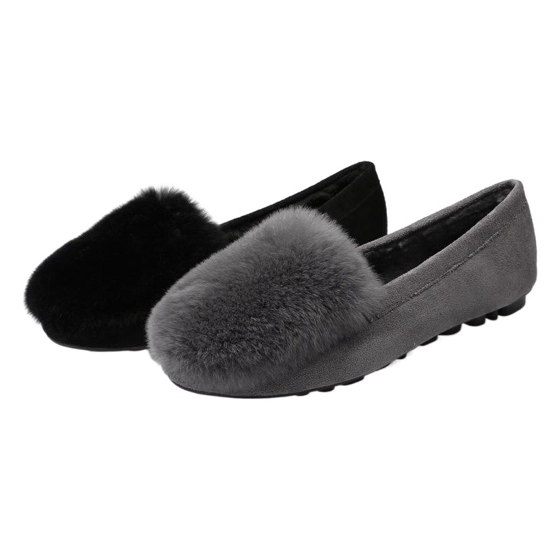Zapatos de felpa de mujer 2023 Otoño e Invierno Nuevo estilo coreano versátil felpa plana zapatos de mujer de talla grande 40-43