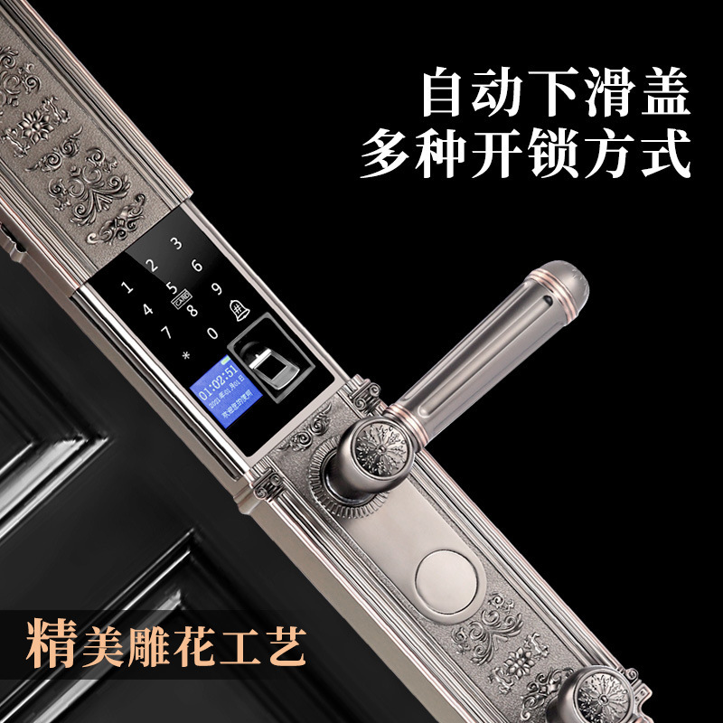 Cerradura de huellas dactilares, puerta de seguridad para el hogar, puerta de villa, patio, cerradura inteligente al aire libre, cerradura inteligente deslizante automática de aleación de zinc