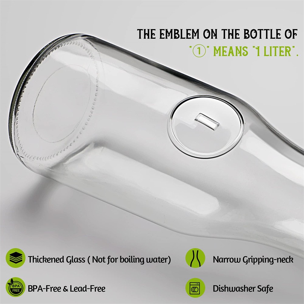 Botella de bebida de diámetro de 34oz de boca grande transfronteriza, botella de leche de jugo de vidrio transparente, olla de vidrio, botella de botella de agua de vidrio