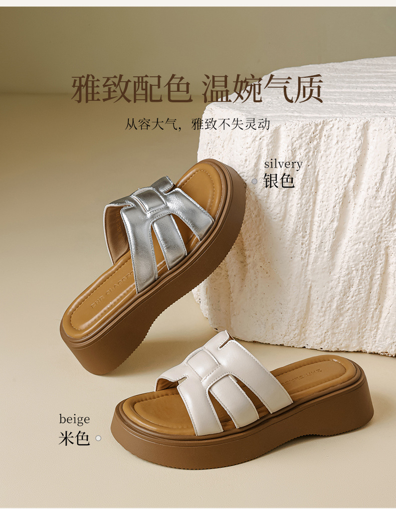Dép tông nữ đế dày thời trang, nhẹ thoải mái, tôn dáng — AB213 Bạc chi tiết 8