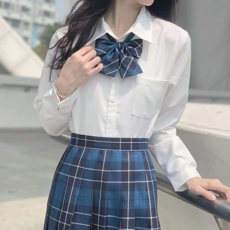 日系学院风基础款TR面料jk衬衫奶白色夏季女长袖短袖衬衣百搭校供|undefined