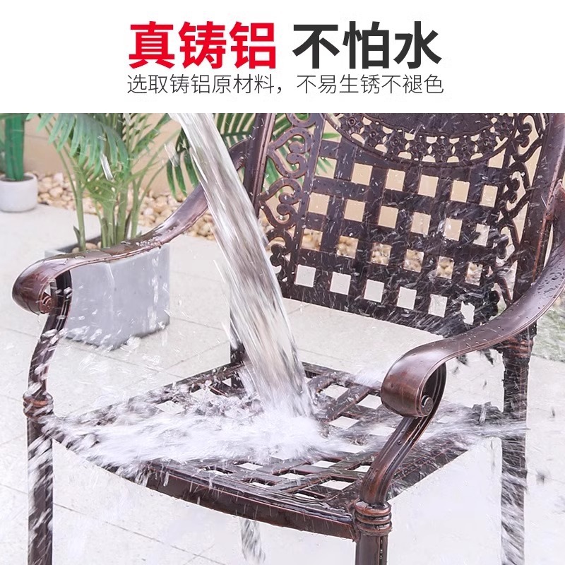 Mesas y sillas de aluminio fundido al aire libre Mesas y sillas de comedor de patio Mesas y sillas de jardín al aire libre Cartera de barbacoa de aleación de aluminio Hoja de ingeniería del hotel