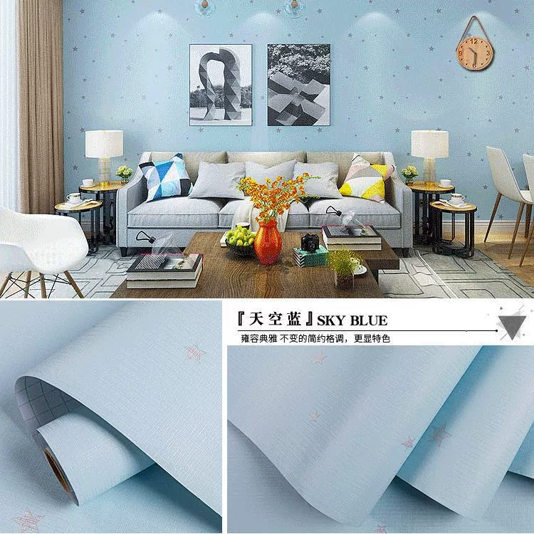 Wallpaper Star Pure Color Self-Sticking (61 cm × 1 m), Waterproof, Thick & Thin Color Options