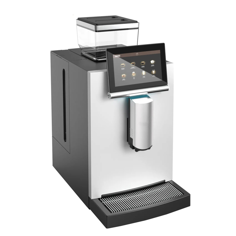 Máquina de café de cappuccino con pantalla táctil inteligente y automática de molienda integral comercial de alto tanque de frijol con un botón