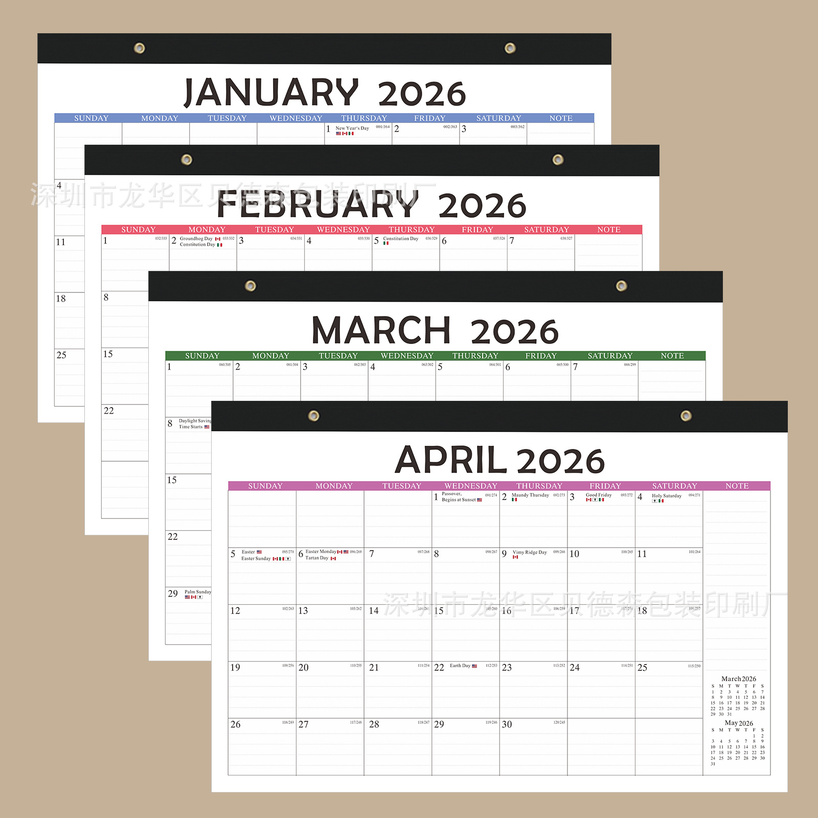 Cross-border bestseller calendar 25-26 Amazon desktop wall-mounted desk calendar English wall calendar planner custom made