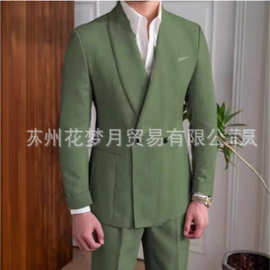 跨境男士西装休闲商务西服青果领礼服修身西装婚礼伴郎男士礼服