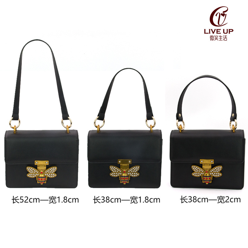 1 # correa de Bolso Negro hombres y mujeres bolsa Correa accesorios mango correa de mano correa de bolsa corta