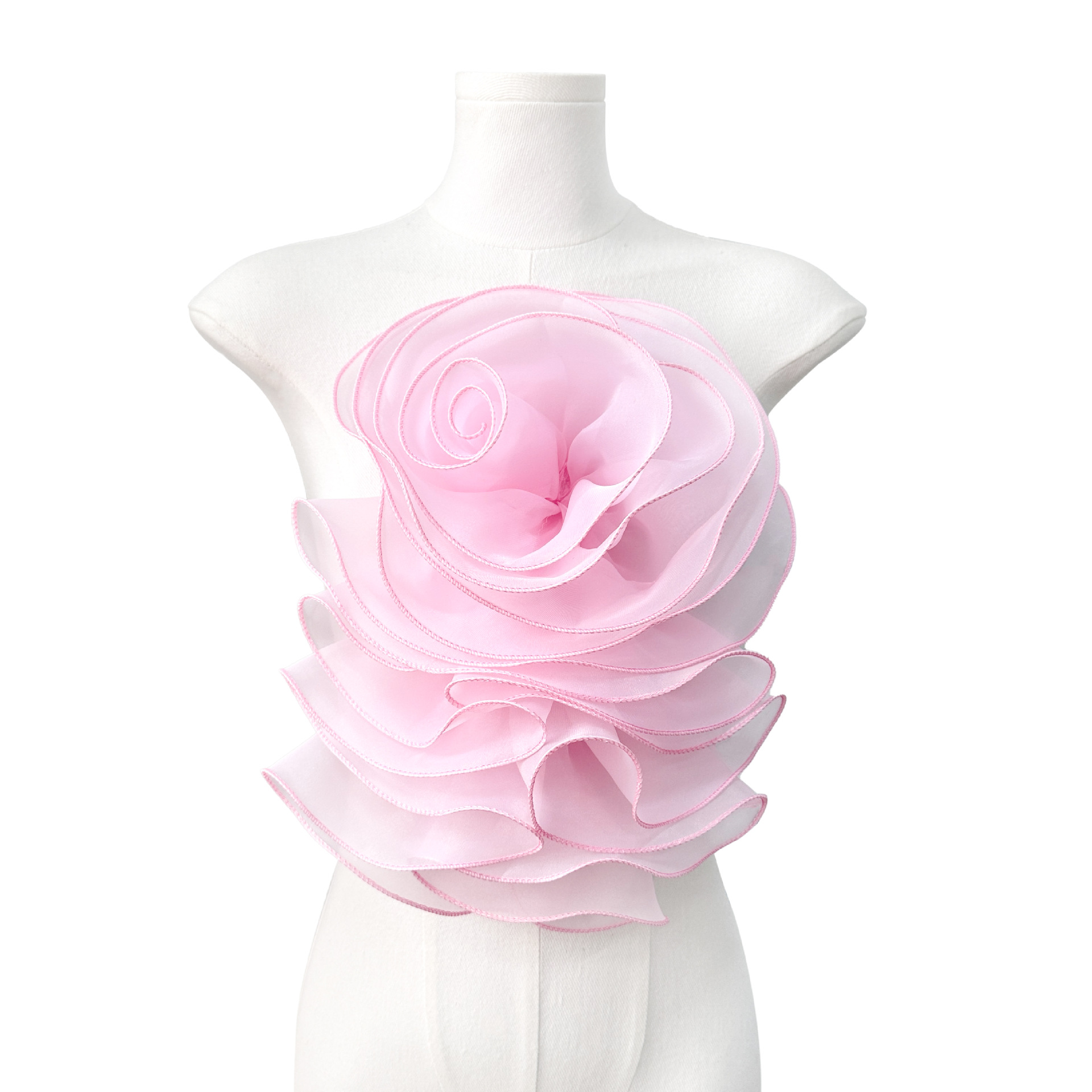 Venta al por mayor de gasa multicapa pliegues tridimensionales flores rosas hilo esponjoso encaje ropa zapatos sombreros bolsos decoración creativa excelente image 11