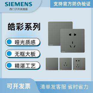 Siemens Haocai Series Switch Socket Panel Gray Borderless Large Panel 86 Type Five Holes with Switch