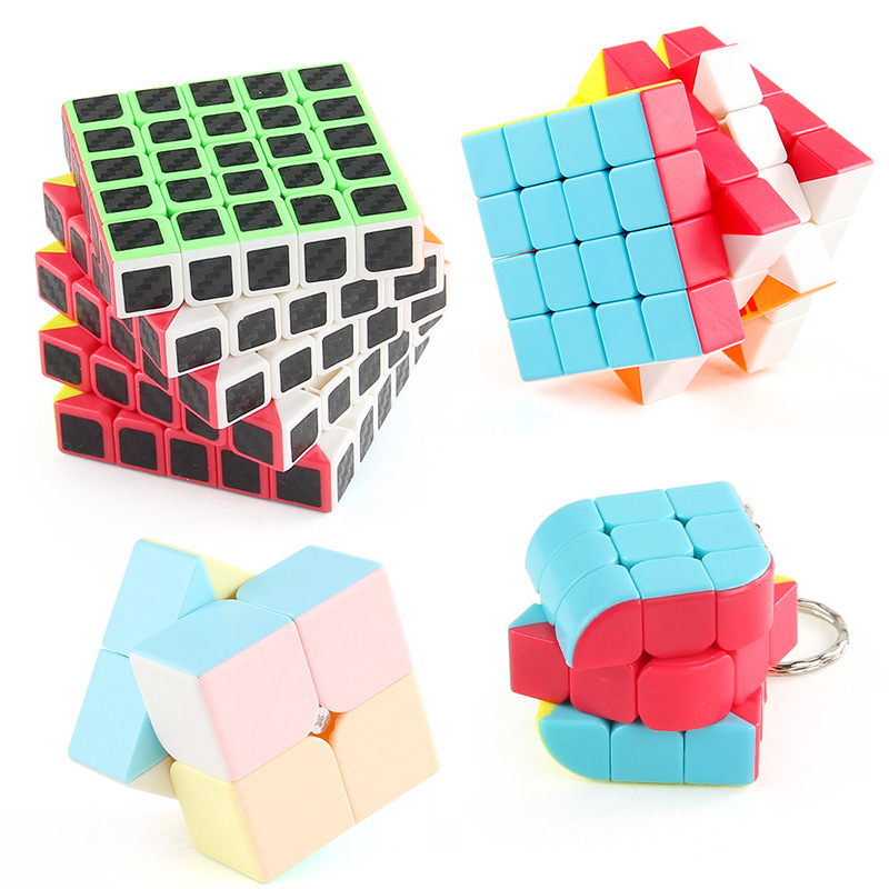 Panxin con tornillo de resorte rotación suave Cubo de Rubik de tercer orden Fibra de carbono orden positivo color sólido en forma de cubo de Rubik traje de juguete
