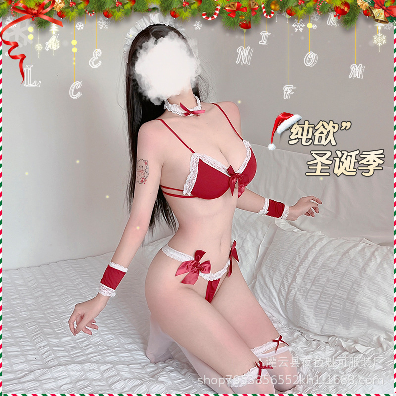 Christmas sexy underwear small chest big red cute maid uniform seduction passion suit 2471