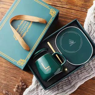 55 degree constant temperature cup gift box suit warm ceramic cup mug opening activity anniversary gift insulation coaster