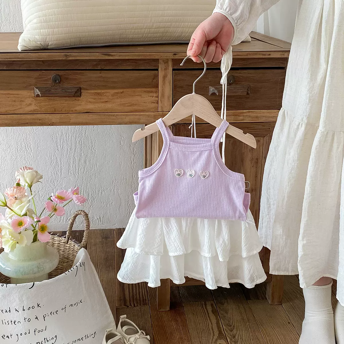 女宝宝吊带爱心半身裙套装夏季新款洋气婴幼儿甜美两件套外出裙子