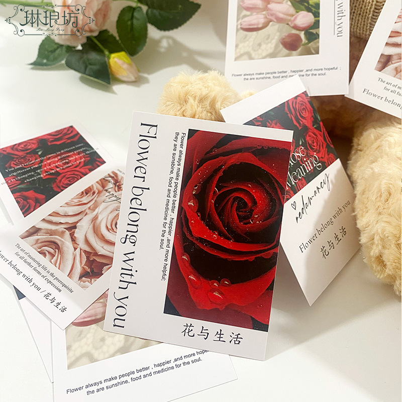 Linlang cuadrado diosa Festival nuevas flores embalaje de regalo tarjeta de felicitación Tulip Tarjeta rosa 30 de espesor de cartón blanco