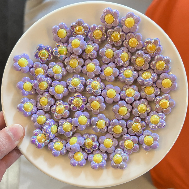 Accesorios para el cabello DIY, material semiacabado de flor recta de color sólido, anillos y cuerdas para el cabello hechos a mano, productos de fábrica.