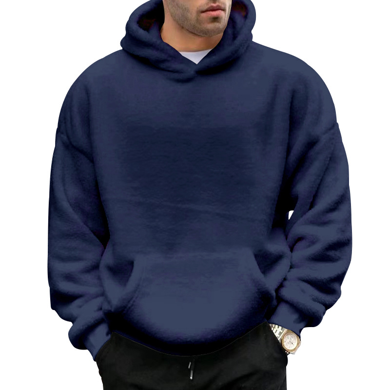 Herren Winter Kapuzenpullover Aus Flanell Mit Lammwolle Gefüttert_voghion.com