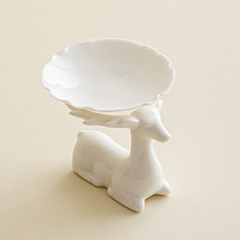 羊脂玉瓷福鹿茶漏组茶渣茶叶过滤器摆件茶宠家用办公