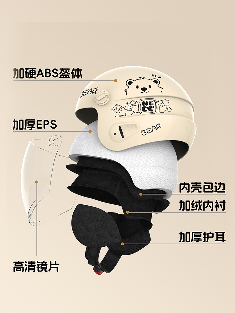 New National Standard 3C Certified Electric Vehicle Helmet for Autumn and Winter Warmth, Suitable for All Seasons, Battery Motorcycle Safety Helmet for Riding