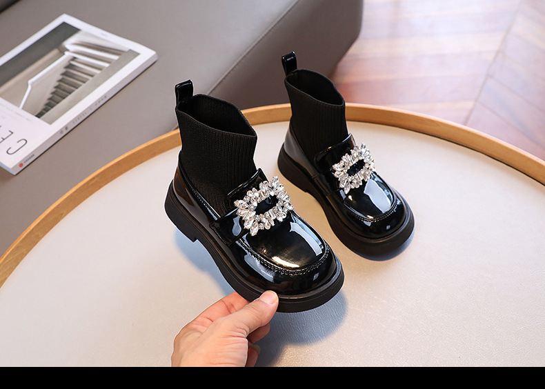 Kids' Shoes Spring And Autumn New Style Princess Martin Boots Children's Leather Shoes Girls Soft Sole Plus Velvet Short Boots Black_voghion.com