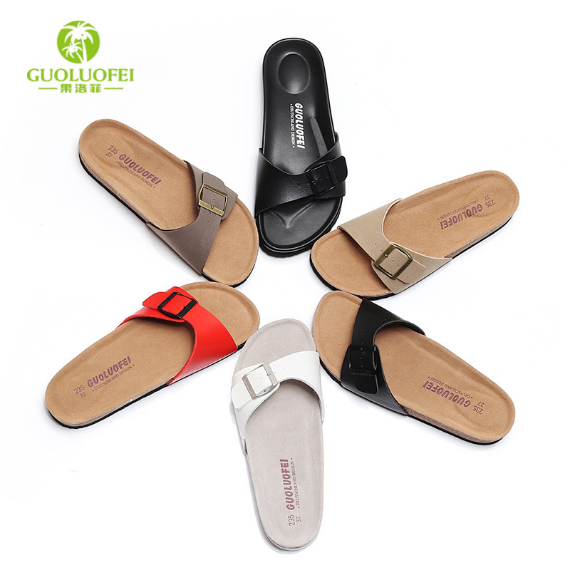 Cork Slippers for Women 2025 New Summer Fashion Flats-Soled Outer Wear Non-Slip Vacation Travel Beach Sandals for Women Trbottomy