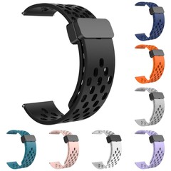 Magnetic foldable silicone strap with 20mm and 22mm holes, suitable for Huawei, Samsung, and flat silicone new watch bands