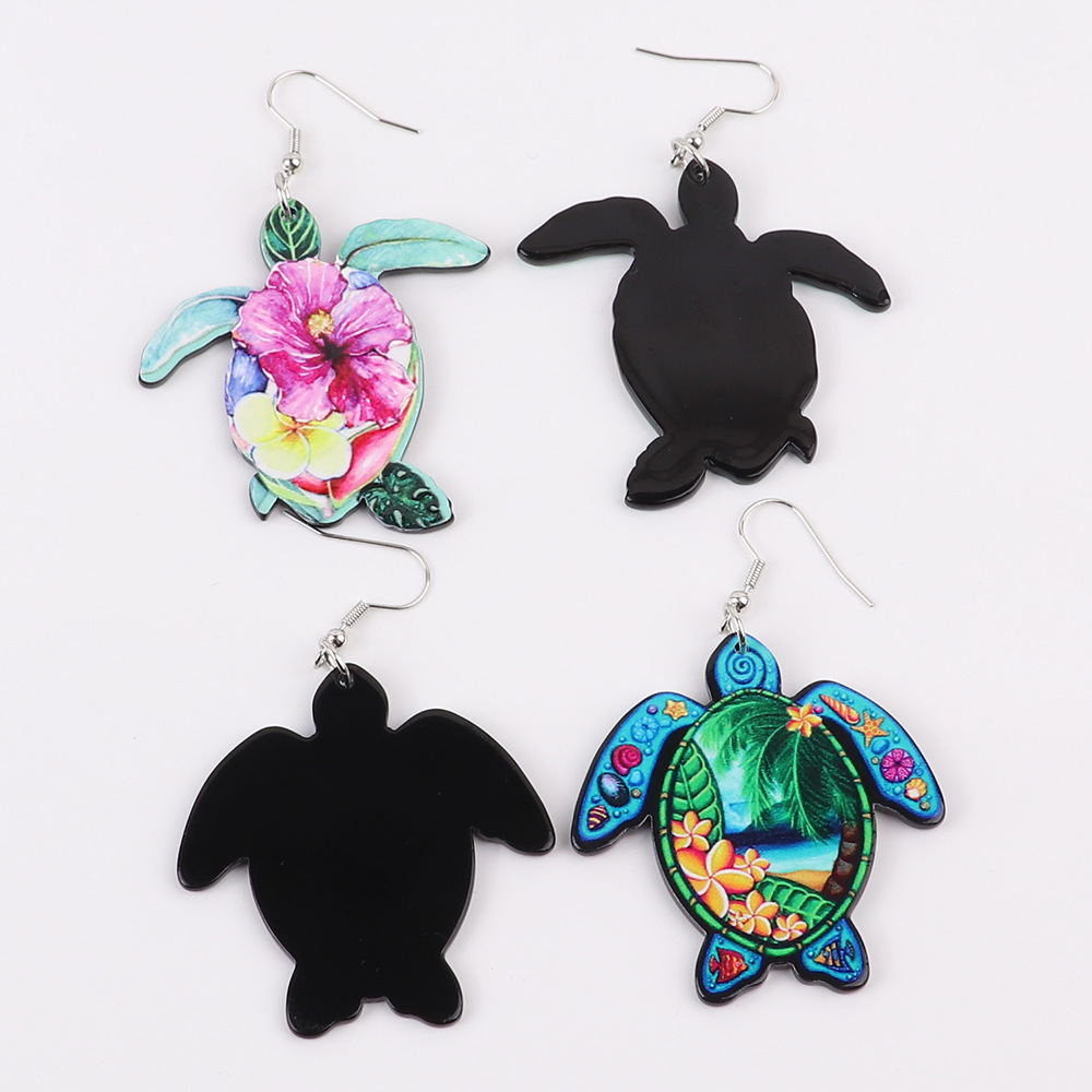 1 Pair Ethnic Style Tortoise Flower Arylic Women's Drop Earrings display picture 1