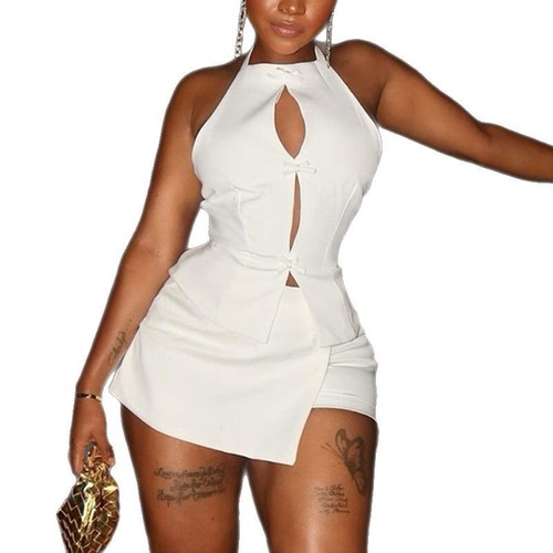 European and American style women's spring solid color mesh pleated mermaid dress set two pieces women's party dress