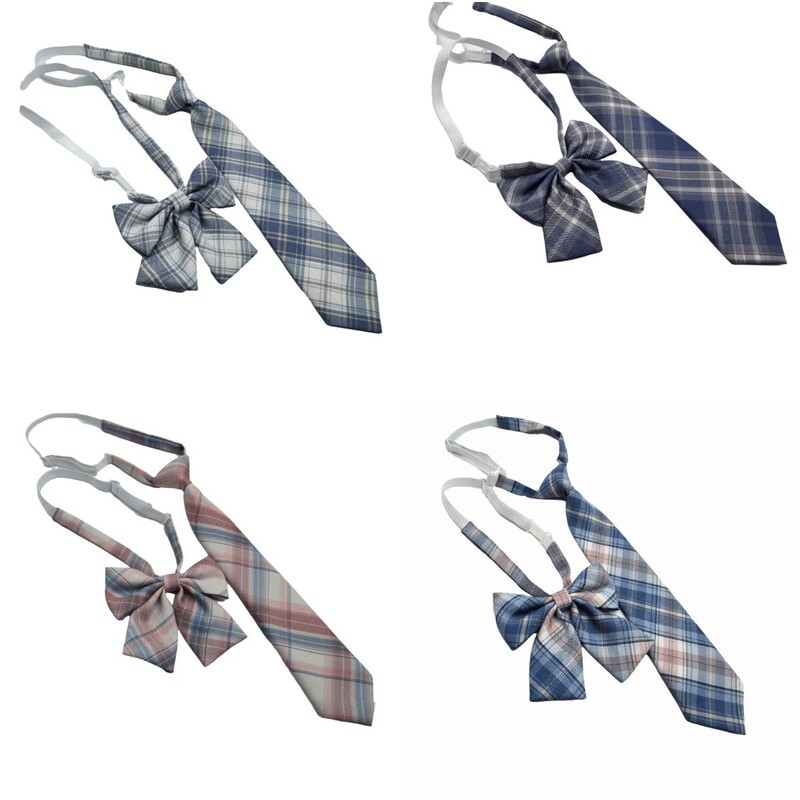JK Tie Set Japanese Male and Female Students Knot-free Small Tie Shirt Striped Tie Bow Lazy Tie