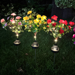 Cross-Border Outdoor Garden Terrace Courtyard Decoration Led Ground Lamp Artificial Reflection of Red Lantern Solar Azalea