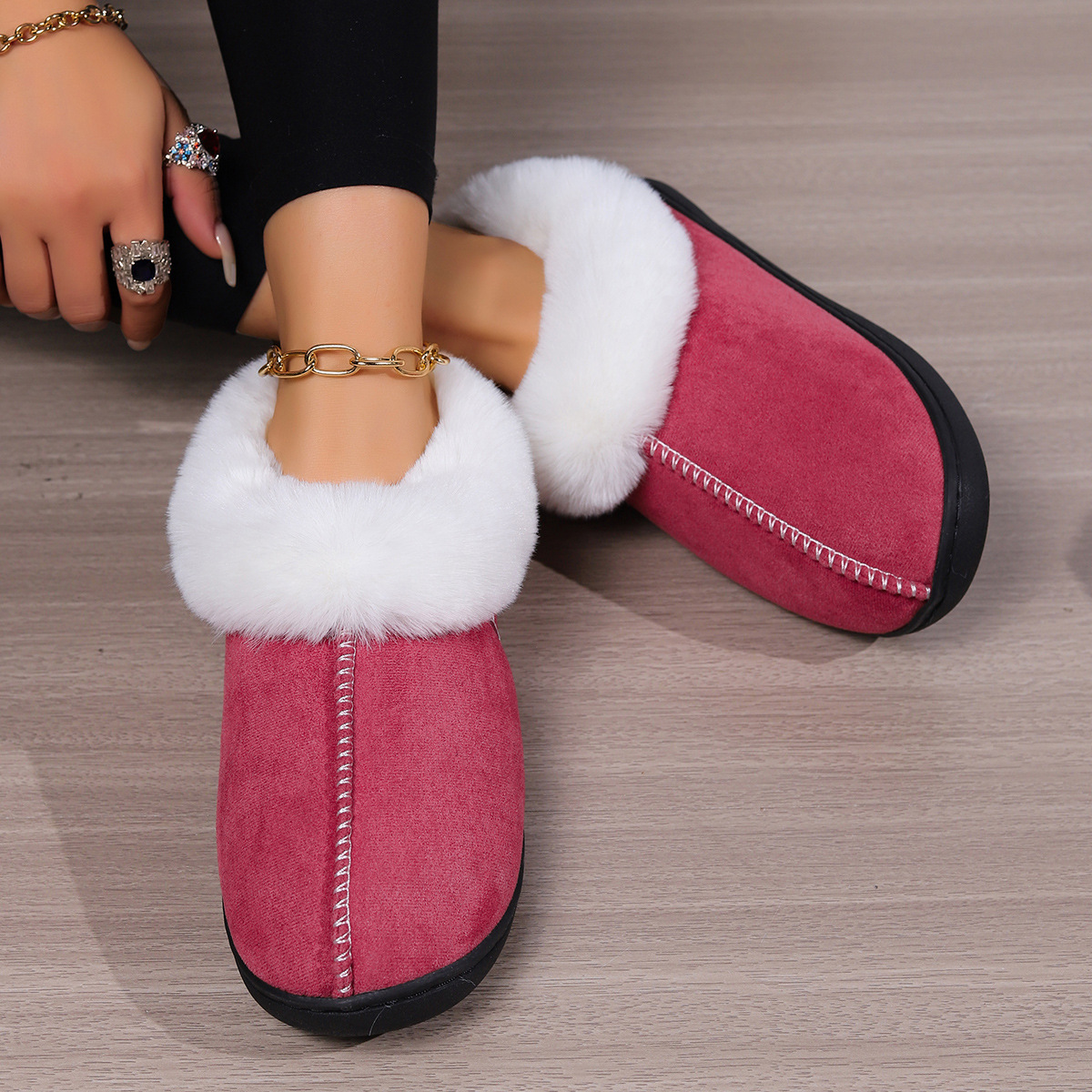 Home cotton slippers female Baotou cotton drag indoor household non-slip neutral slippers_voghion.com