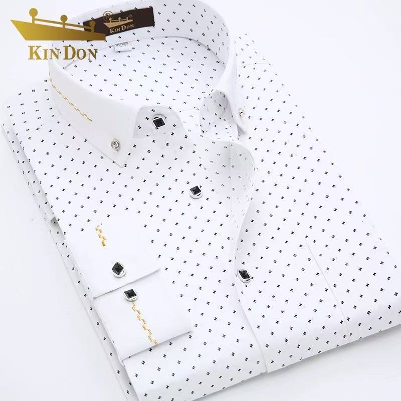 KIN DON gold shield men's shirt Korean-style slim-fit shirt men's non-ironing long-sleeved shirt men's brand