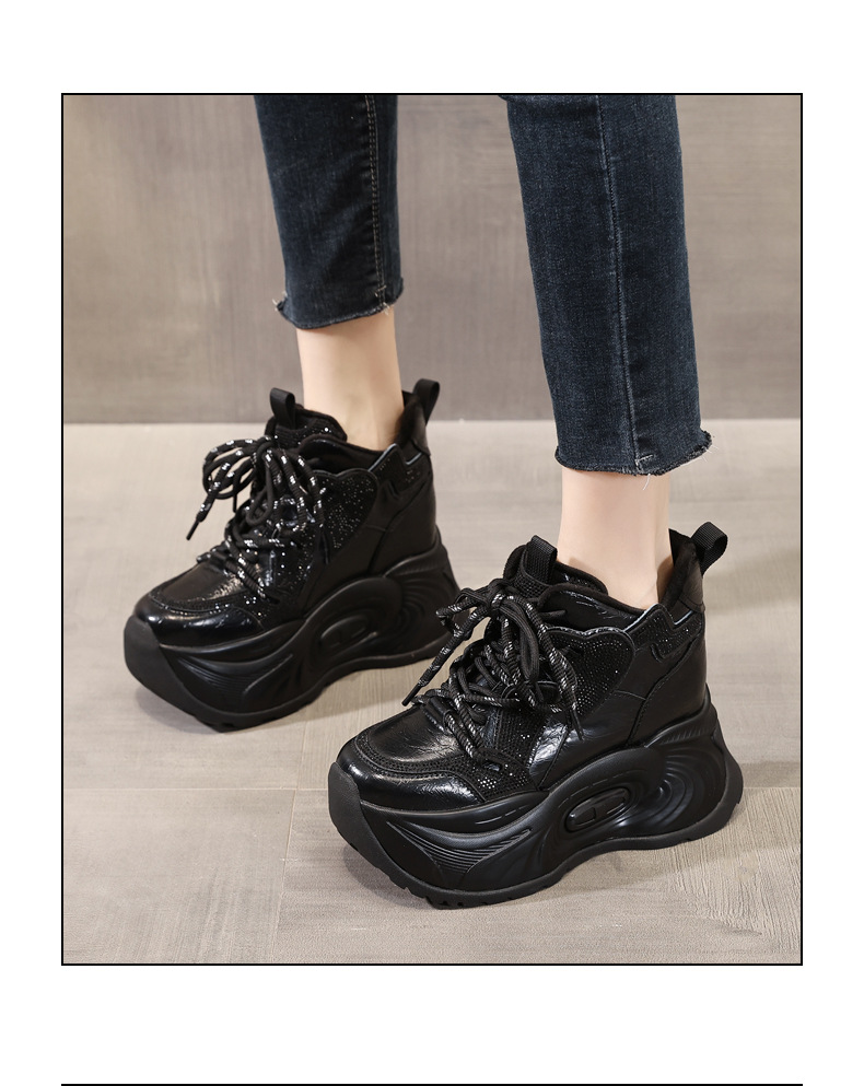 Giày sneaker nữ chunky đế dày độn cao lót nhung giữ ấm mùa đông — Màu đen lót nhung chi tiết 19