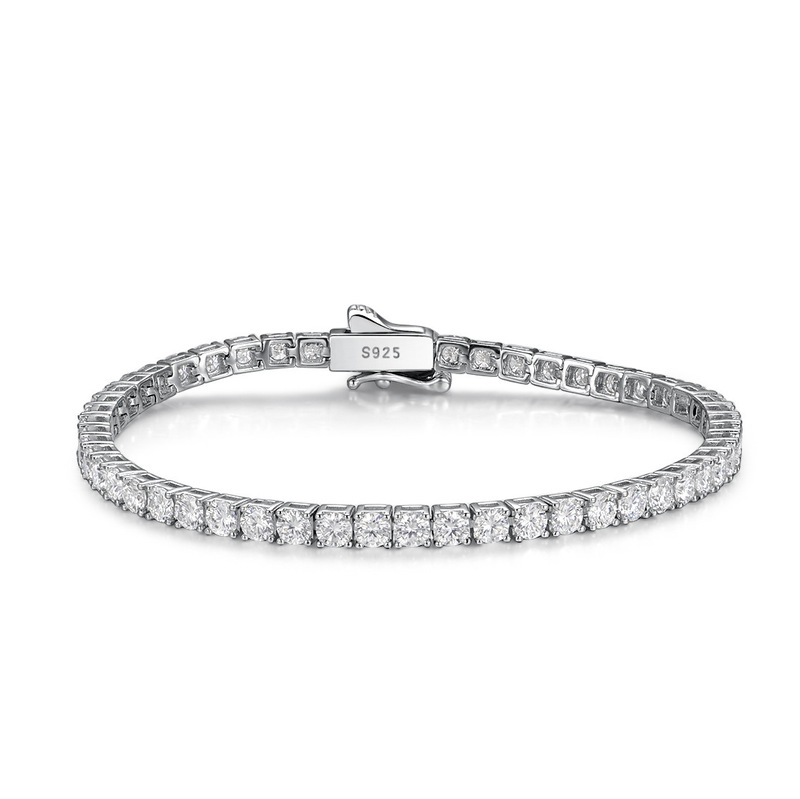 S925 Sterling Silver Moissanite Tennis Bracelet European and American Fashion Versatile Ins Style High-End Sparkling Jewelry Factory