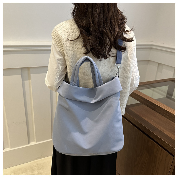 New casual nylon fashion solid color 2024 large-capacity solid color tote canvas crossbody single-shoulder hand-held Tote bag undefined