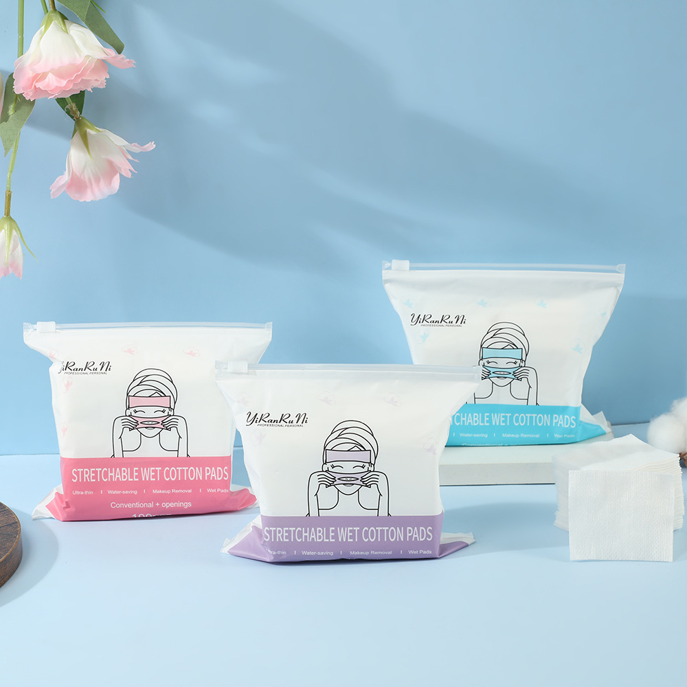 algodón húmedo desechable especial boca, nariz y ojos abiertos estirable antes del maquillaje rehidratación de algodón maquillaje 100 piezas