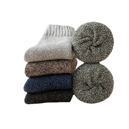 Black socks women's mid-calf socks autumn and winter long-calf men's winter Northeastern thickened plus velvet warm terry towel socks