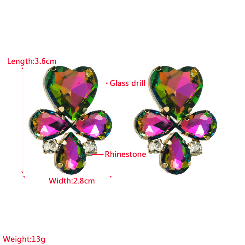 13g Weight Electroplating Gold Plating Process Ins Style Geometric Alloy Gold Plated Rhinestones Women's Earrings 1 Pair