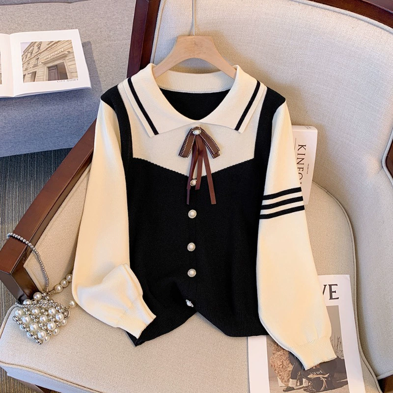 Квитаный комплект, демисезонный свитер, французский стиль, стиль Chanel, плюс размер, западный стиль, приталенный