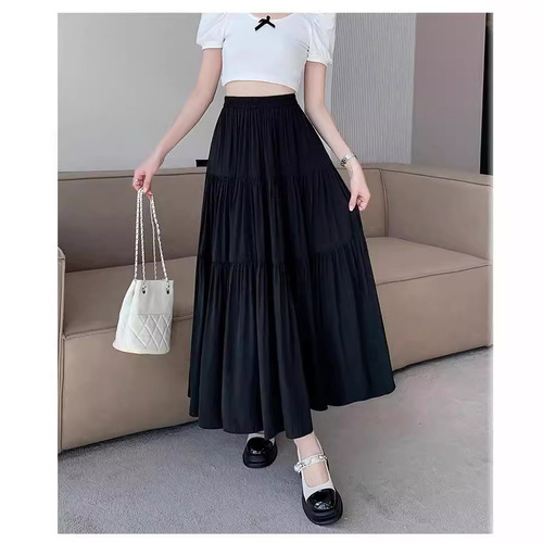 Cake skirt and women's new summer temperament high waist slim pear-shaped body A-line large white long skirt