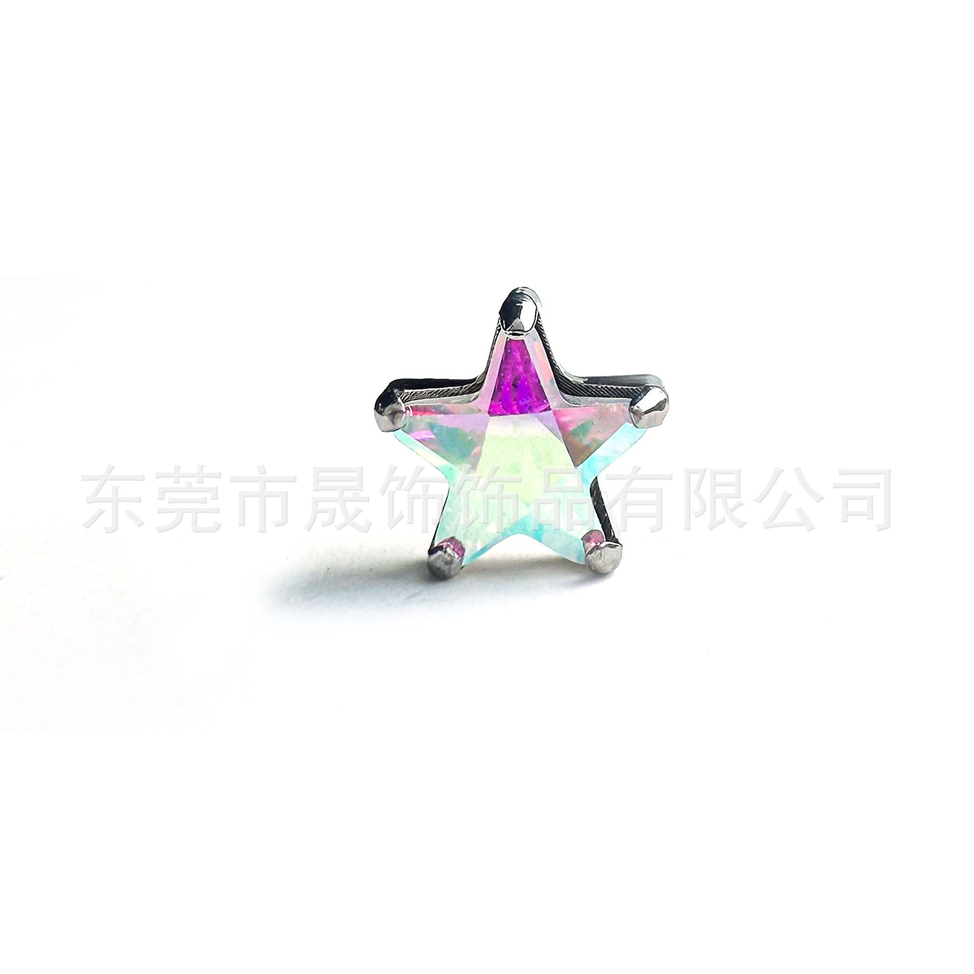 F136钛满钻星星镶5A锆石耳钉唇钉G23钛合金人体穿刺饰品耳骨钉